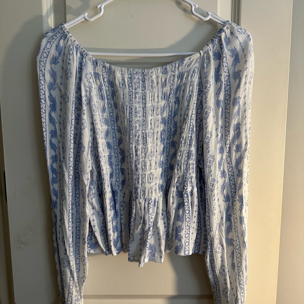 True Craft Blue and White Textured Top - Picture 3 of 4